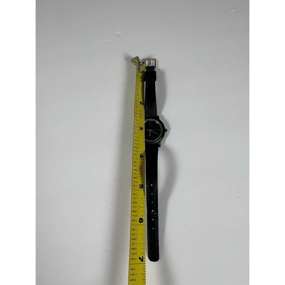 Timex Quartz Women's Watch Black Gold Tone Leather Strap